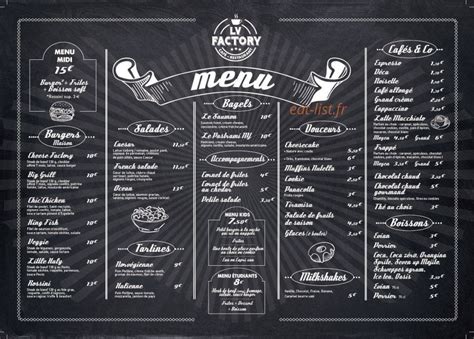 Menu at LV Factory restaurant, Saint.